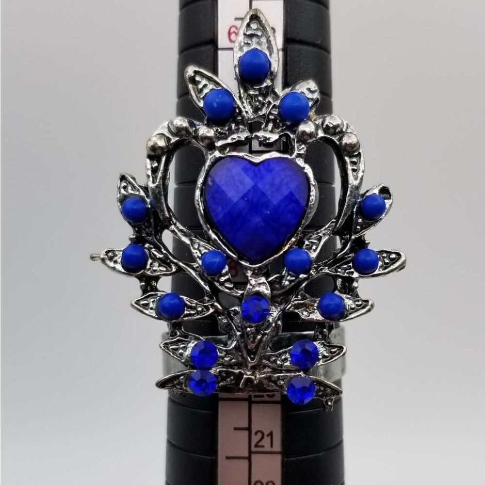 Sapphire crown peacock flare Adhustable size ring R101